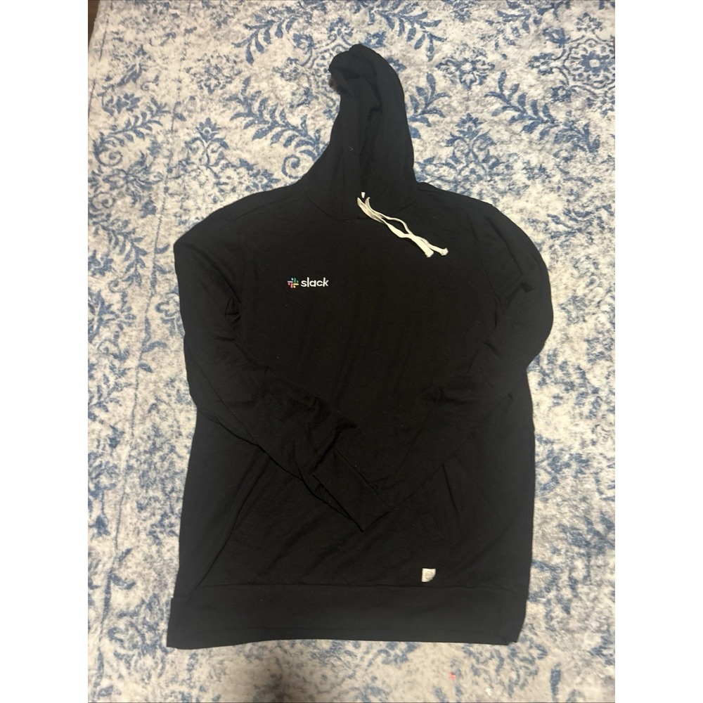 Marine Layer Slack Logo Tech Hoodie Solid Black Pullover Unisex XL